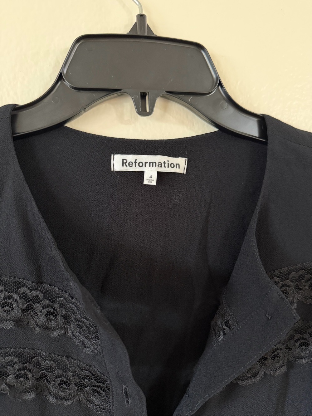 Reformation Black Lace-Trim Button Front Dress - Picture 9 of 9